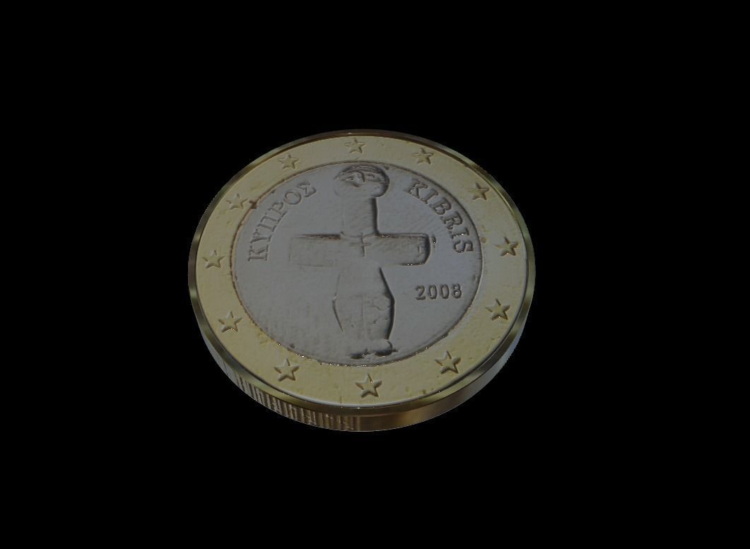 1 Euro Coin - Cyprus Low-poly 3D model_1