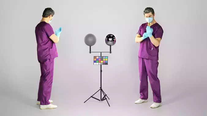 Surgical doctor putting on sterile gloves 73 Low-poly 3D model