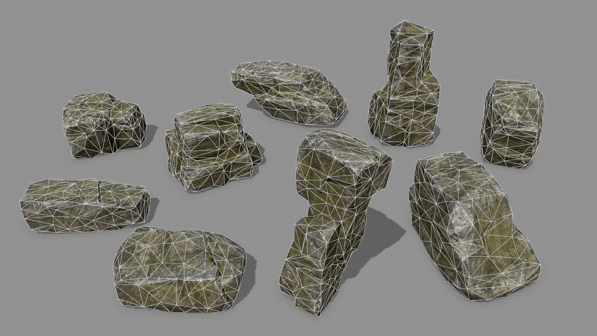 Rock Set Low-poly 3D model_2