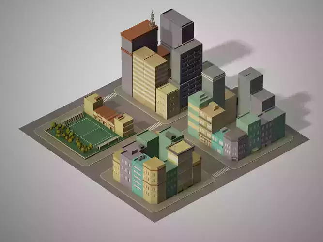 Lowpoly pack of 4 blocks Low-poly 3D model