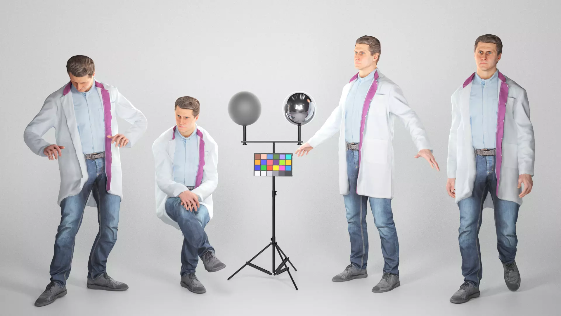 Animated man in medical gown walking sitting working 74 Low-poly 3D model