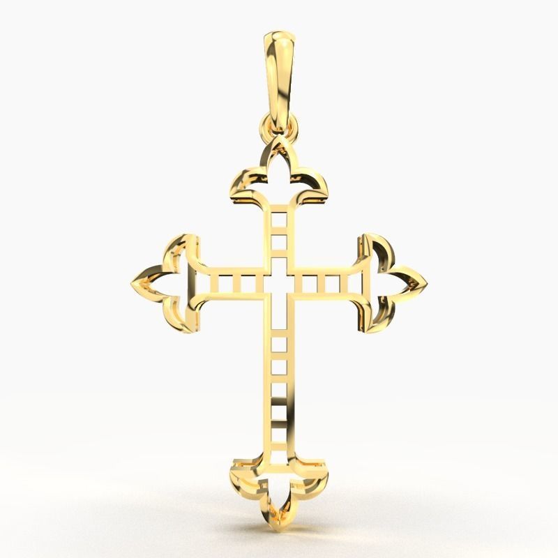 JESUS CROSS GOLD PENDANT 3D print model_1