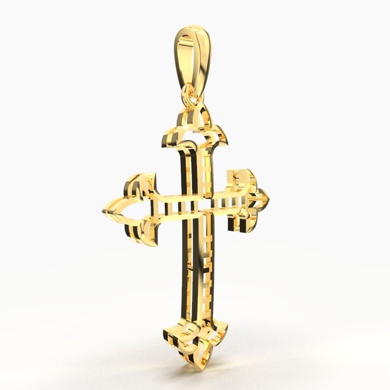JESUS CROSS GOLD PENDANT 3D print model_4
