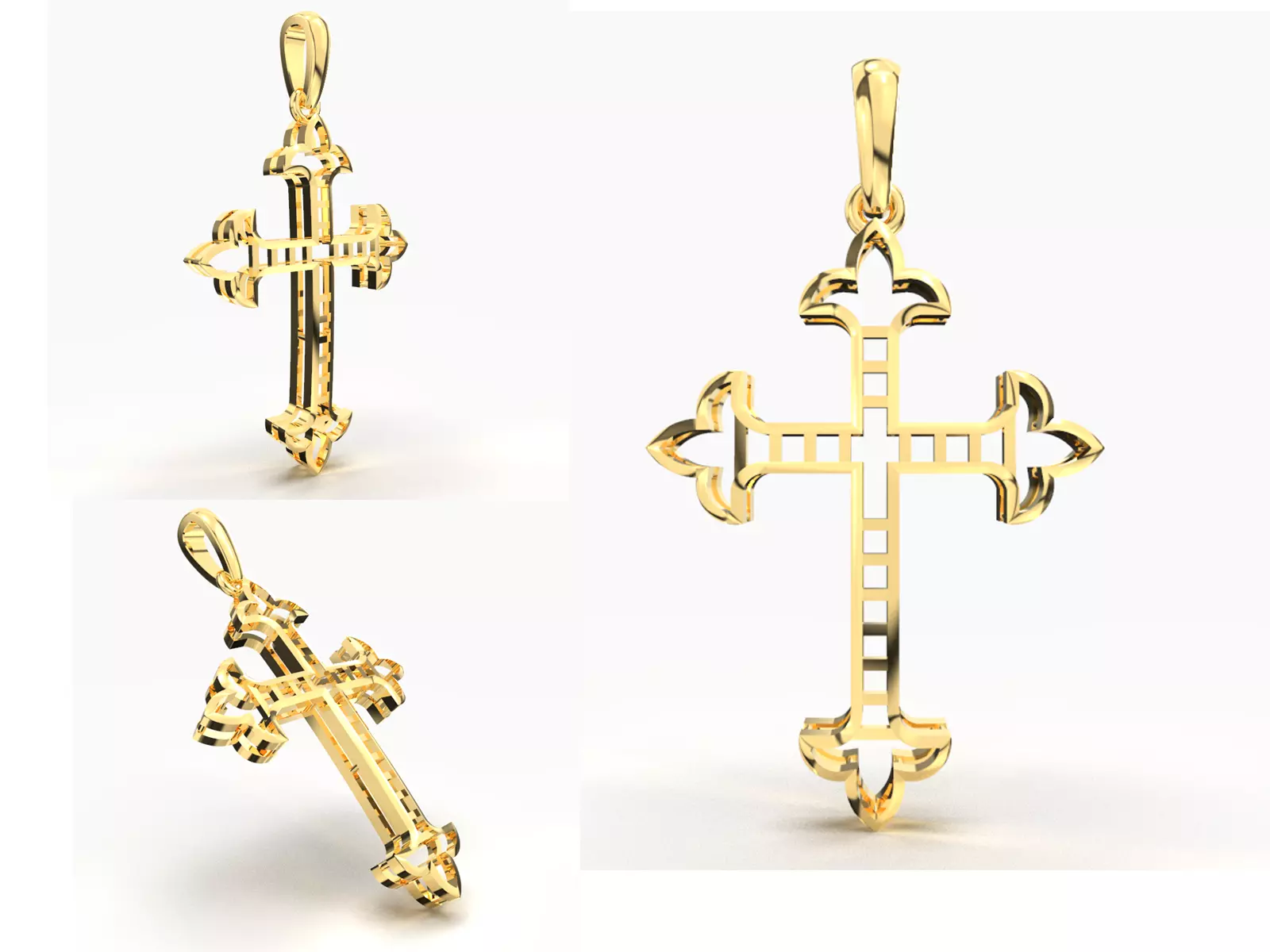 JESUS CROSS GOLD PENDANT 3D print model_0