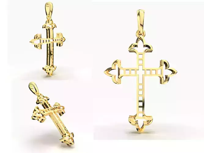 JESUS CROSS GOLD PENDANT 3D print model