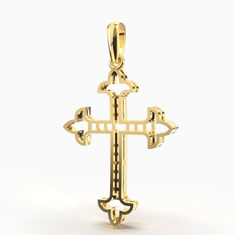 JESUS CROSS GOLD PENDANT 3D print model_2