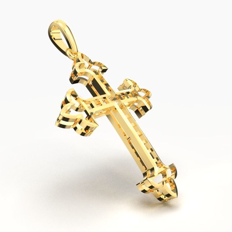 JESUS CROSS GOLD PENDANT 3D print model_3