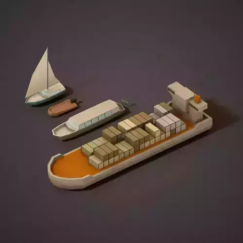 Pack of low poly Boats