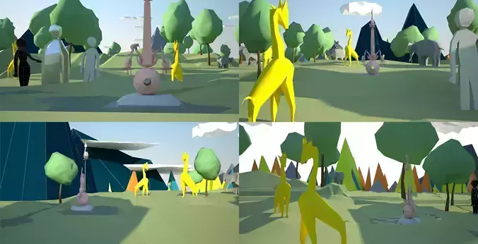 garden of delights low poly Low-poly 3D model