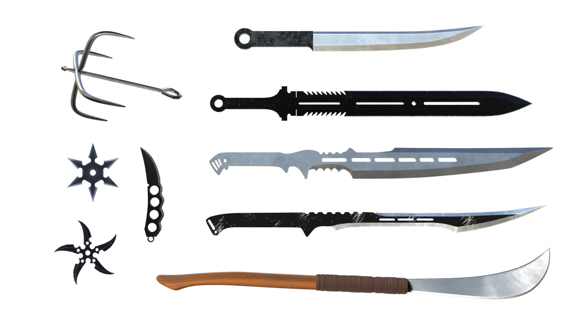 Ninja Weapons Pack 3D model_1