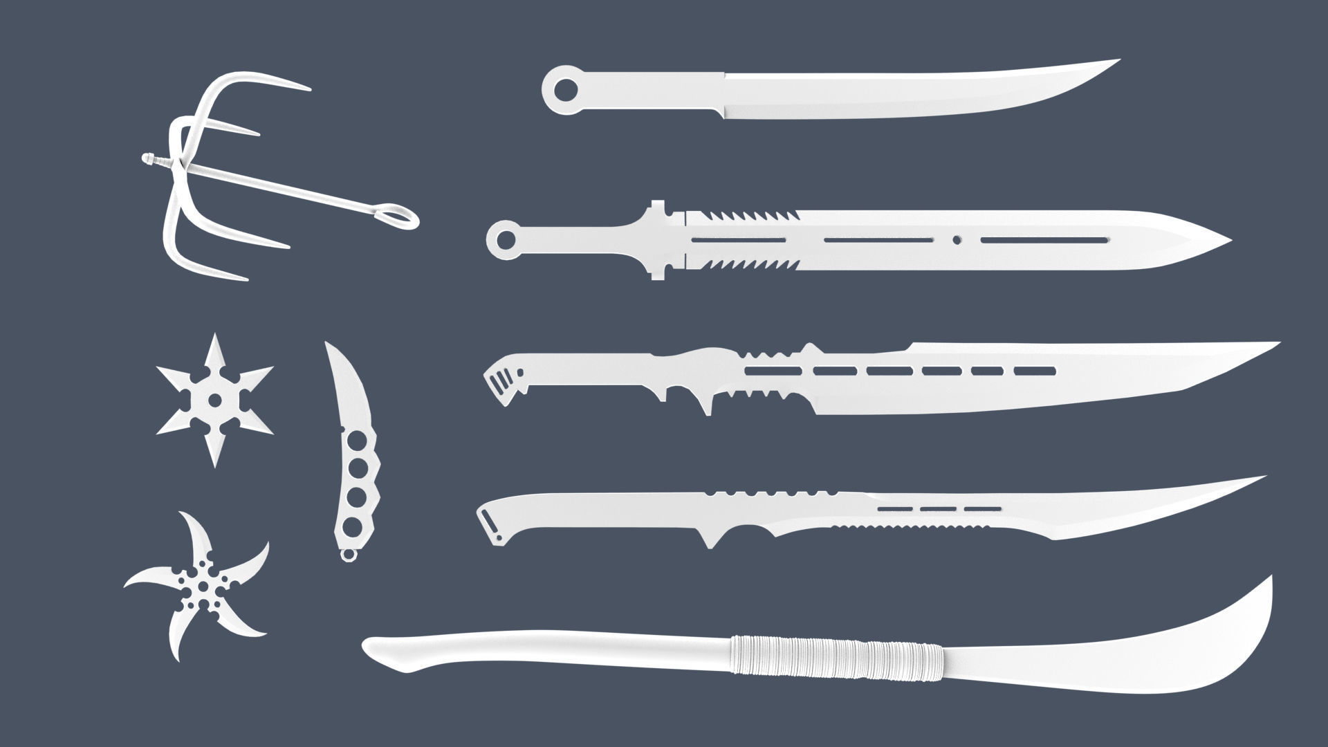 Ninja Weapons Pack 3D model_3