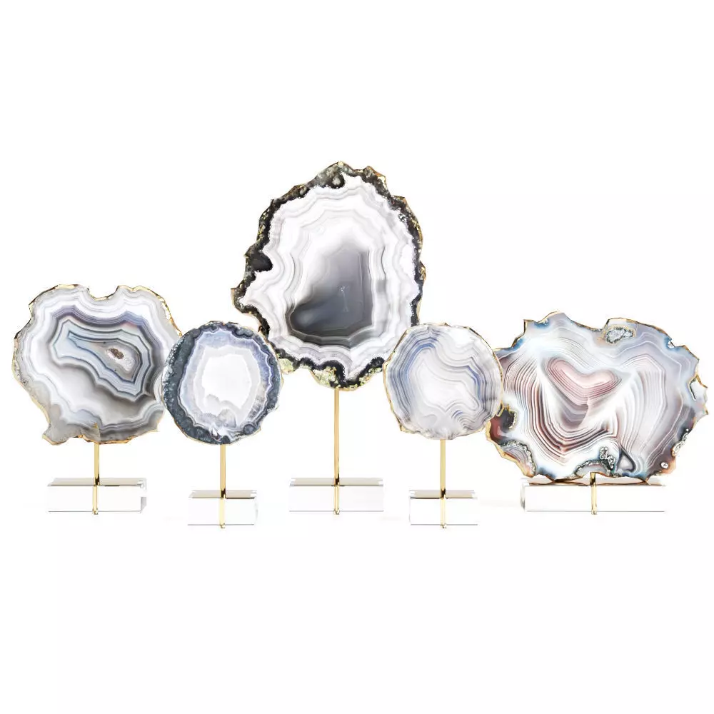 Decorative set of agate slices 3D model_0