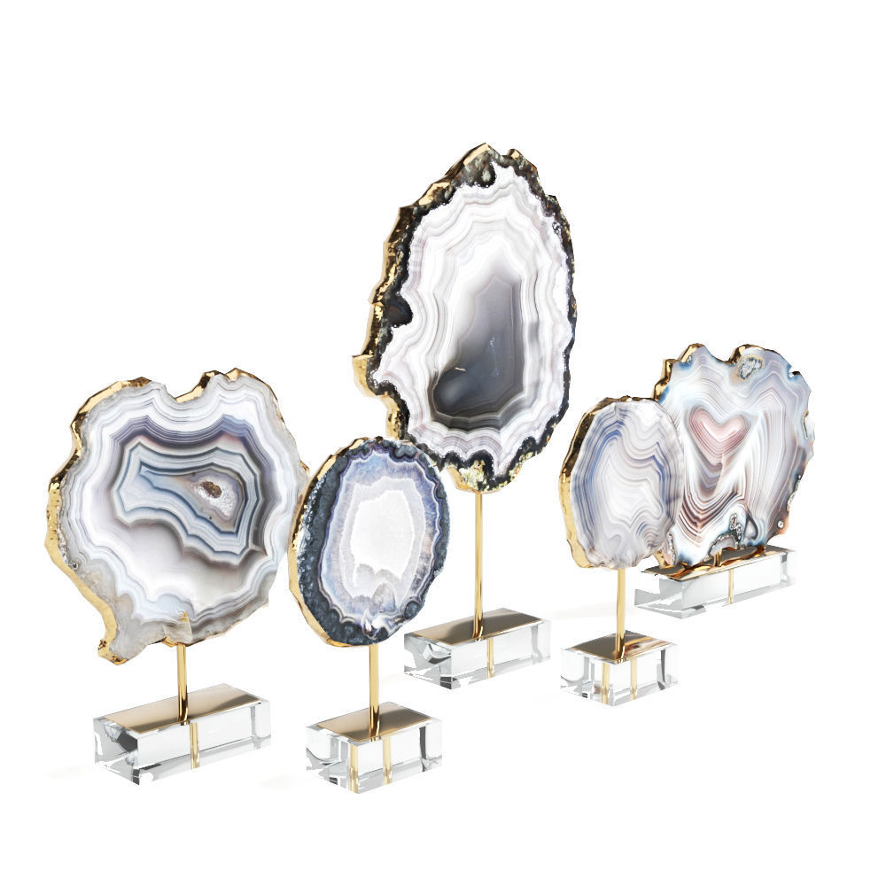 Decorative set of agate slices 3D model_1