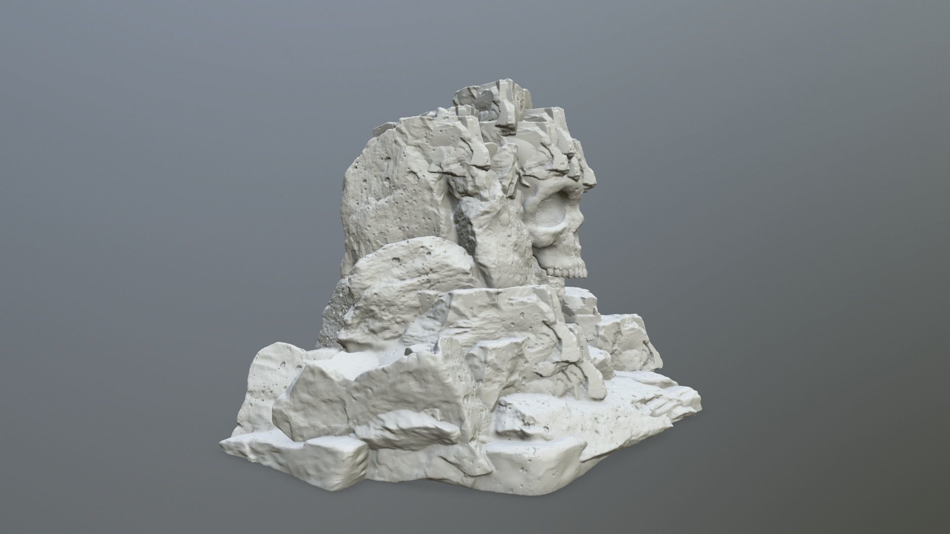 skull cave 3D print model_2