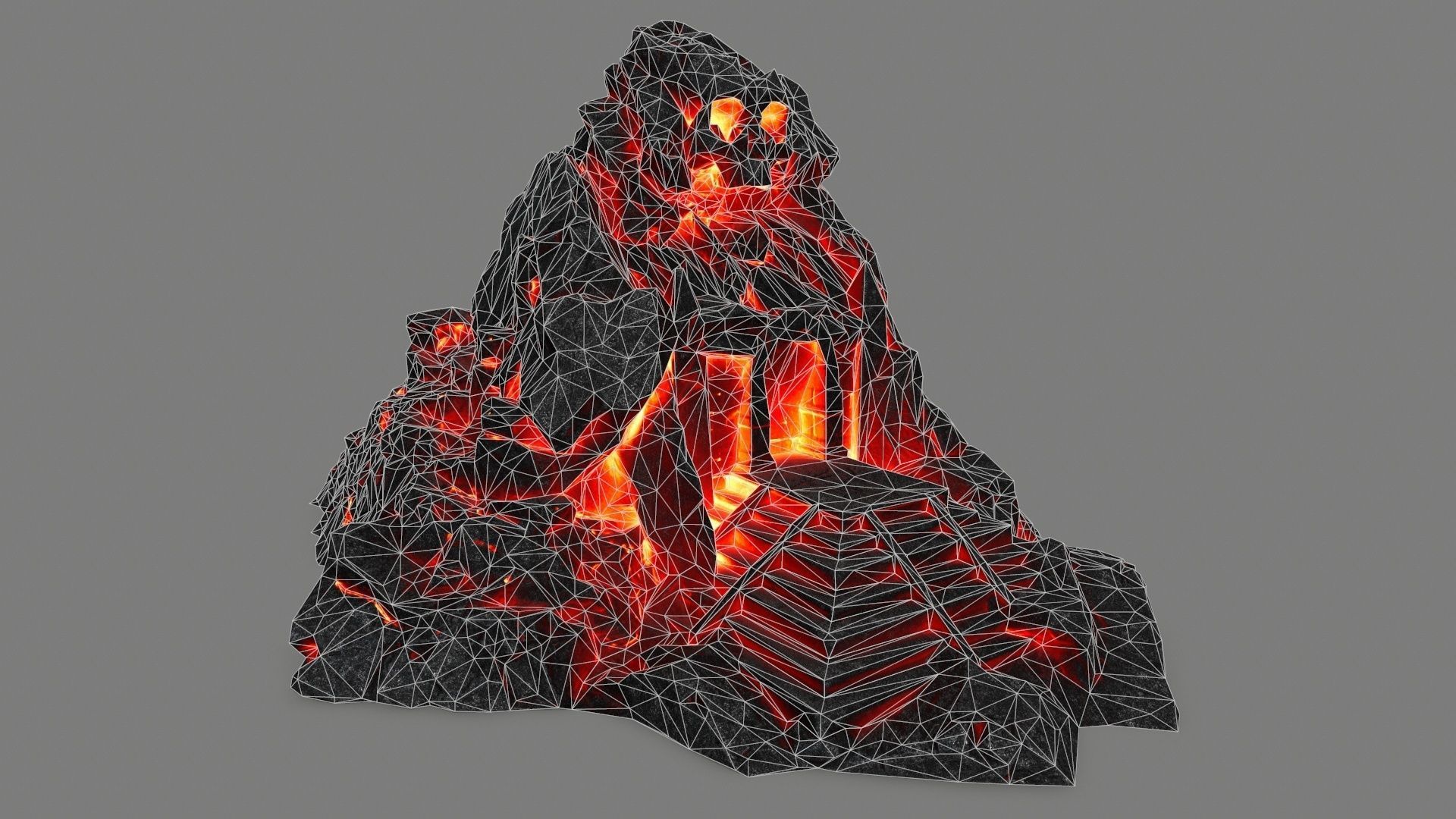 lava skull gate Low-poly 3D model_10