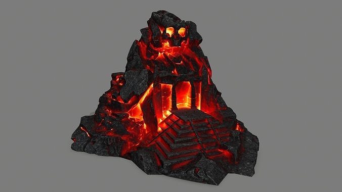 lava skull gate Low-poly 3D model