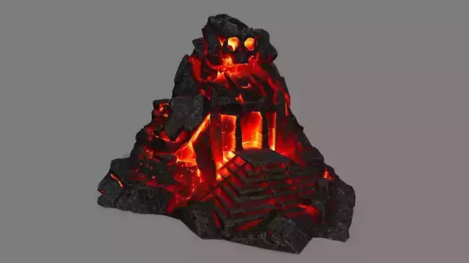 lava skull gate Low-poly 3D model