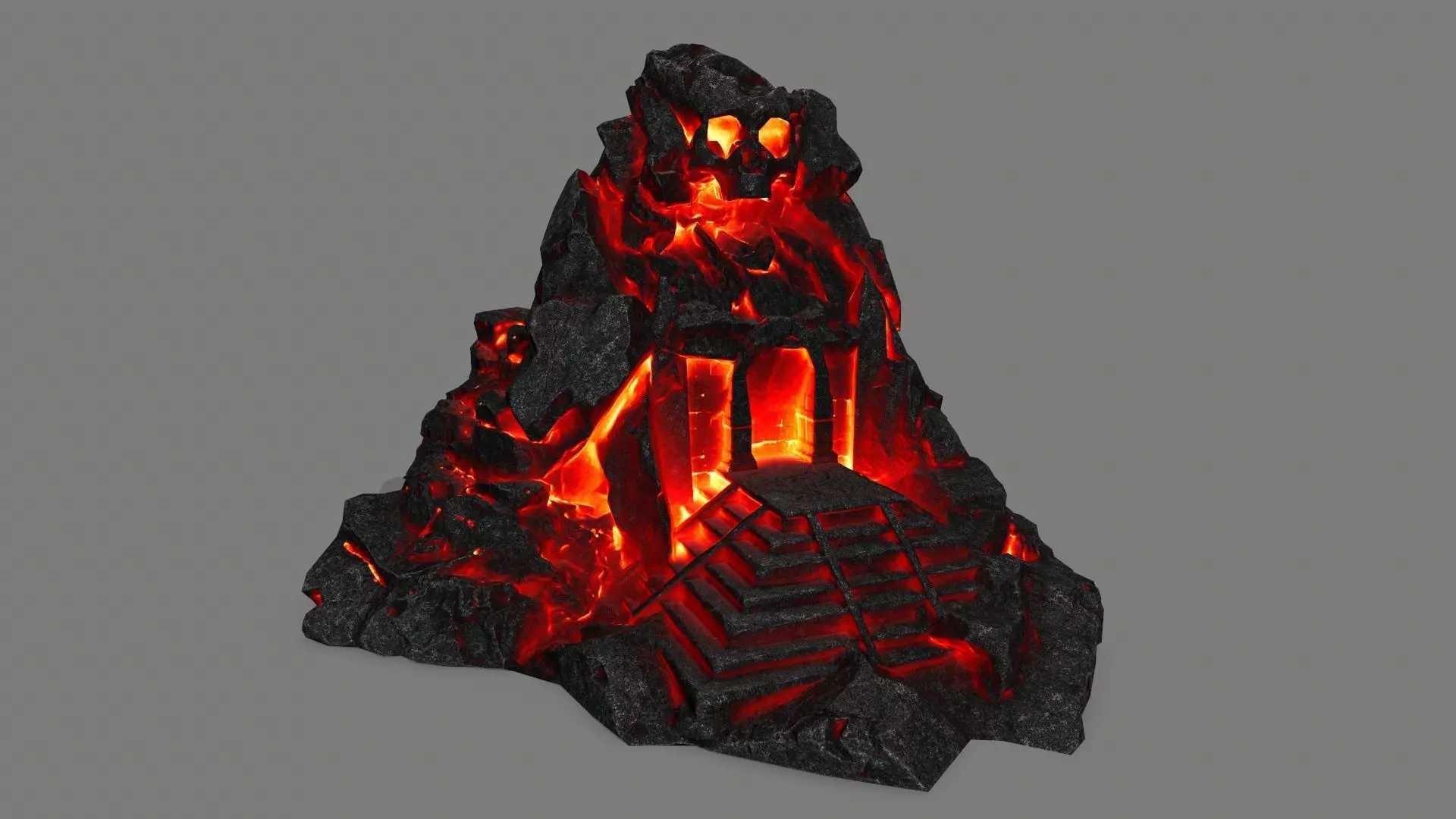 lava skull gate Low-poly 3D model_0