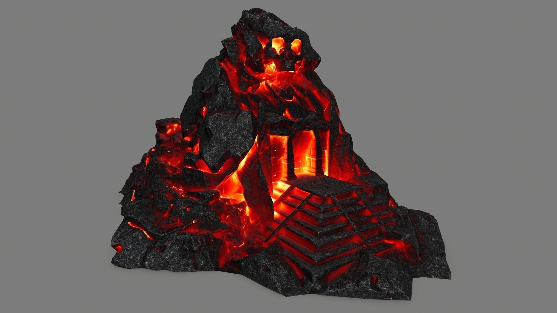lava skull gate Low-poly 3D model_9