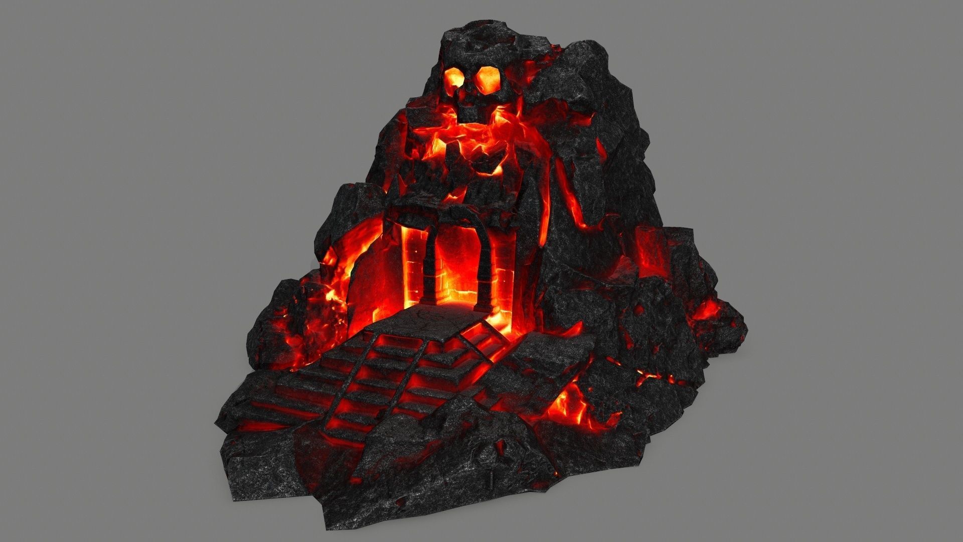 lava skull gate Low-poly 3D model_7