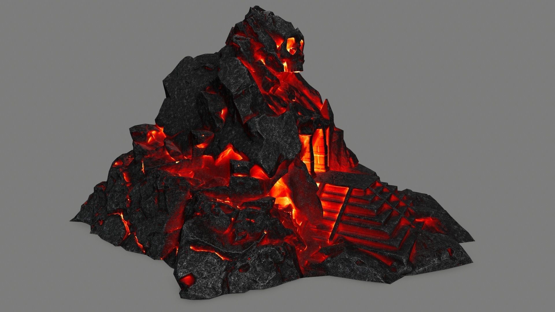 lava skull gate Low-poly 3D model_1