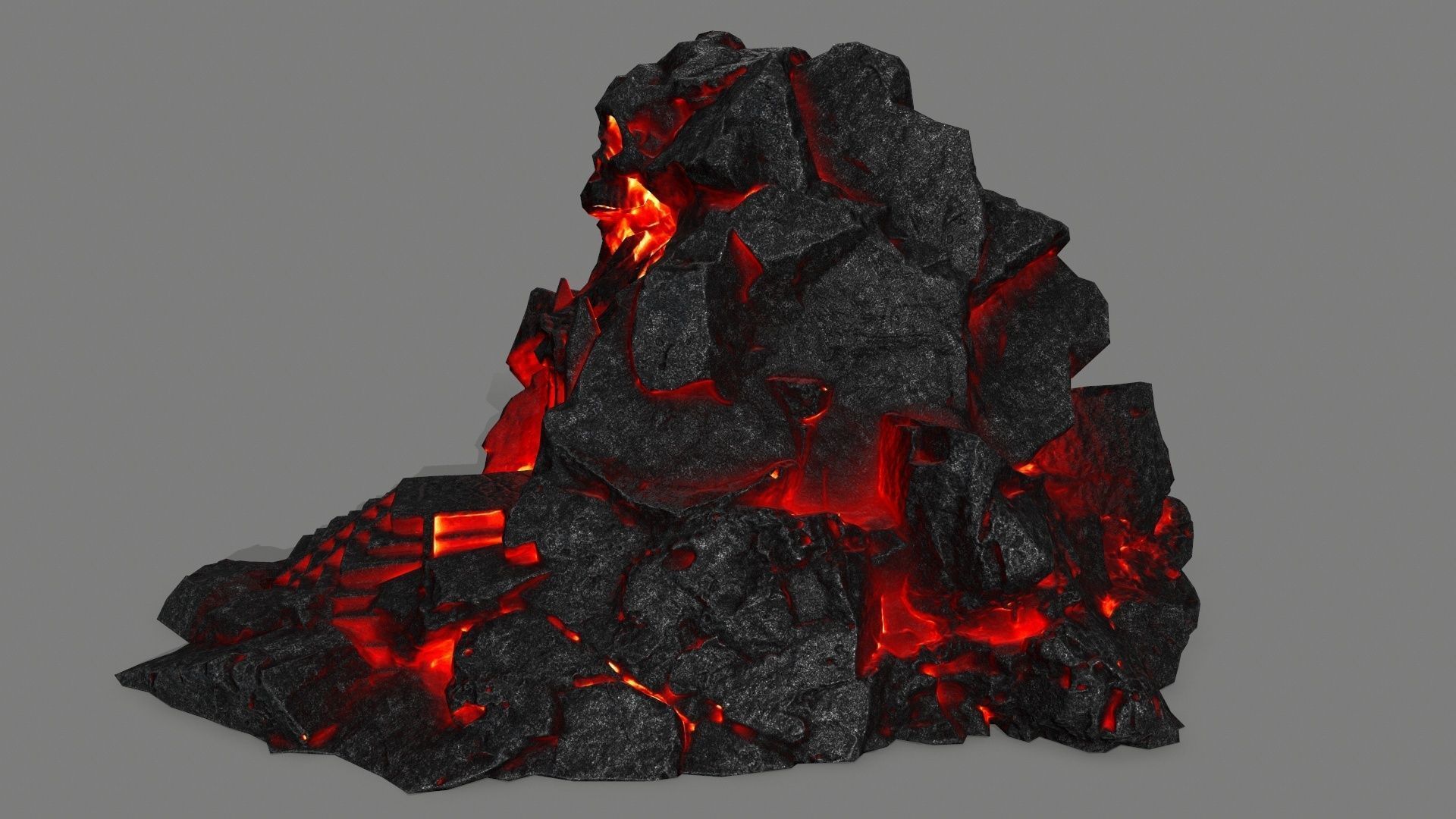 lava skull gate Low-poly 3D model_6