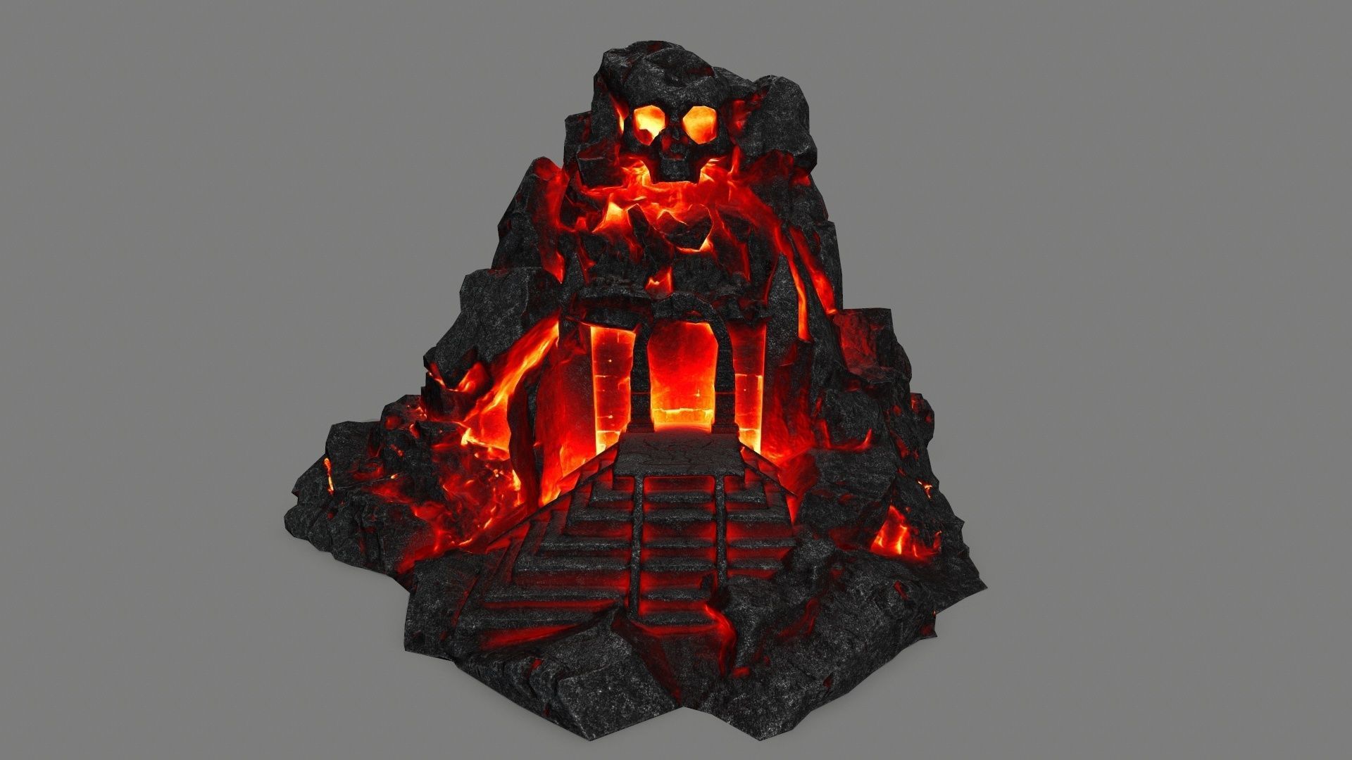 lava skull gate Low-poly 3D model_8