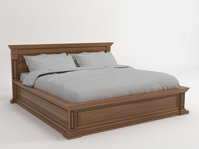 Woodden Bed Low-poly 3D model
