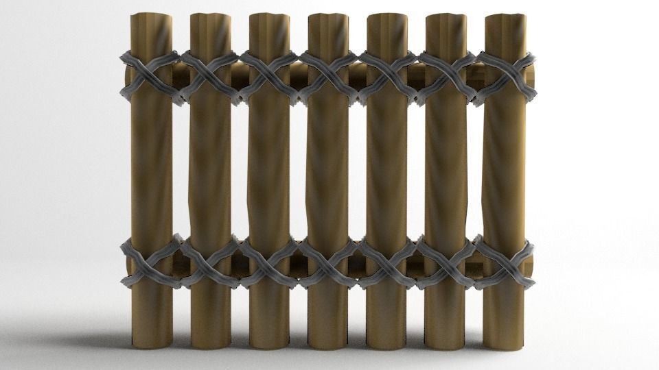 Fence Wooden 7 3D model_1
