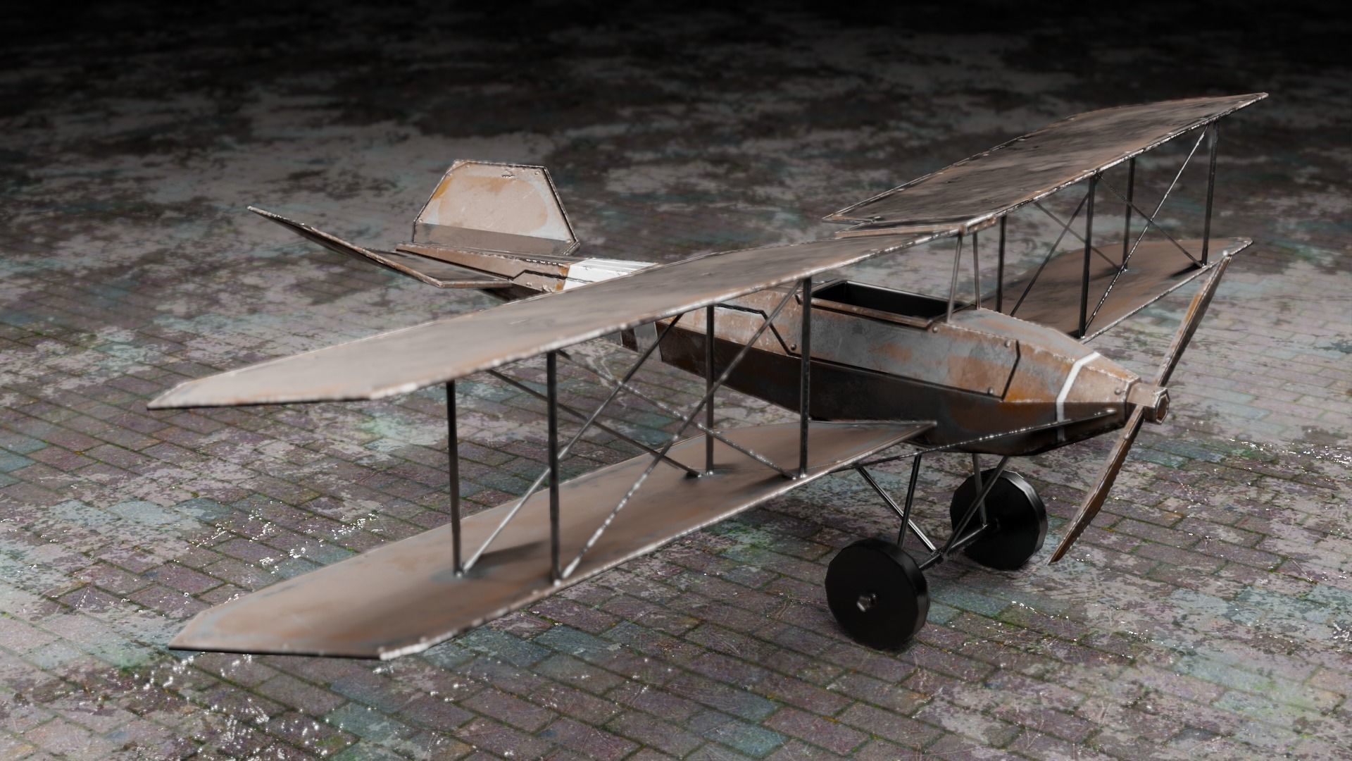 Low Poly Plane Albatros C-3 Low-poly 3D model_16