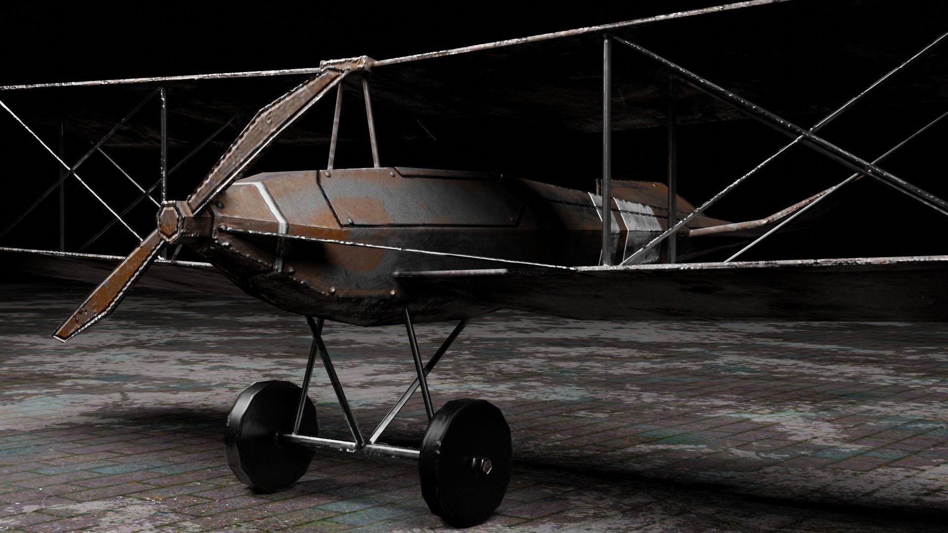 Low Poly Plane Albatros C-3 Low-poly 3D model_9