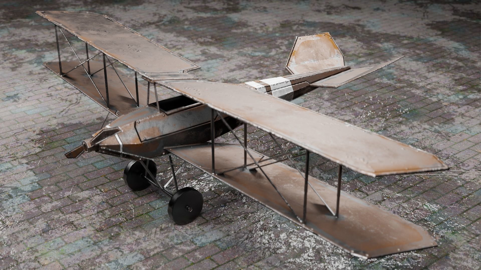 Low Poly Plane Albatros C-3 Low-poly 3D model_15