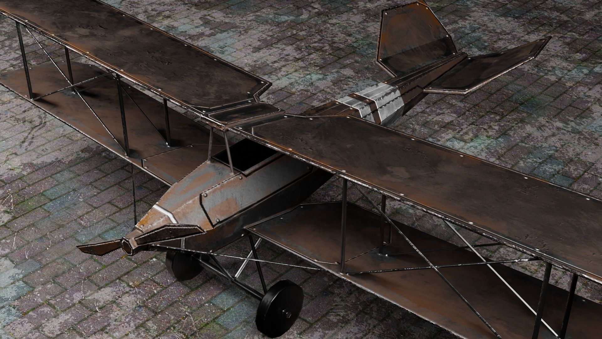 Low Poly Plane Albatros C-3 Low-poly 3D model_13