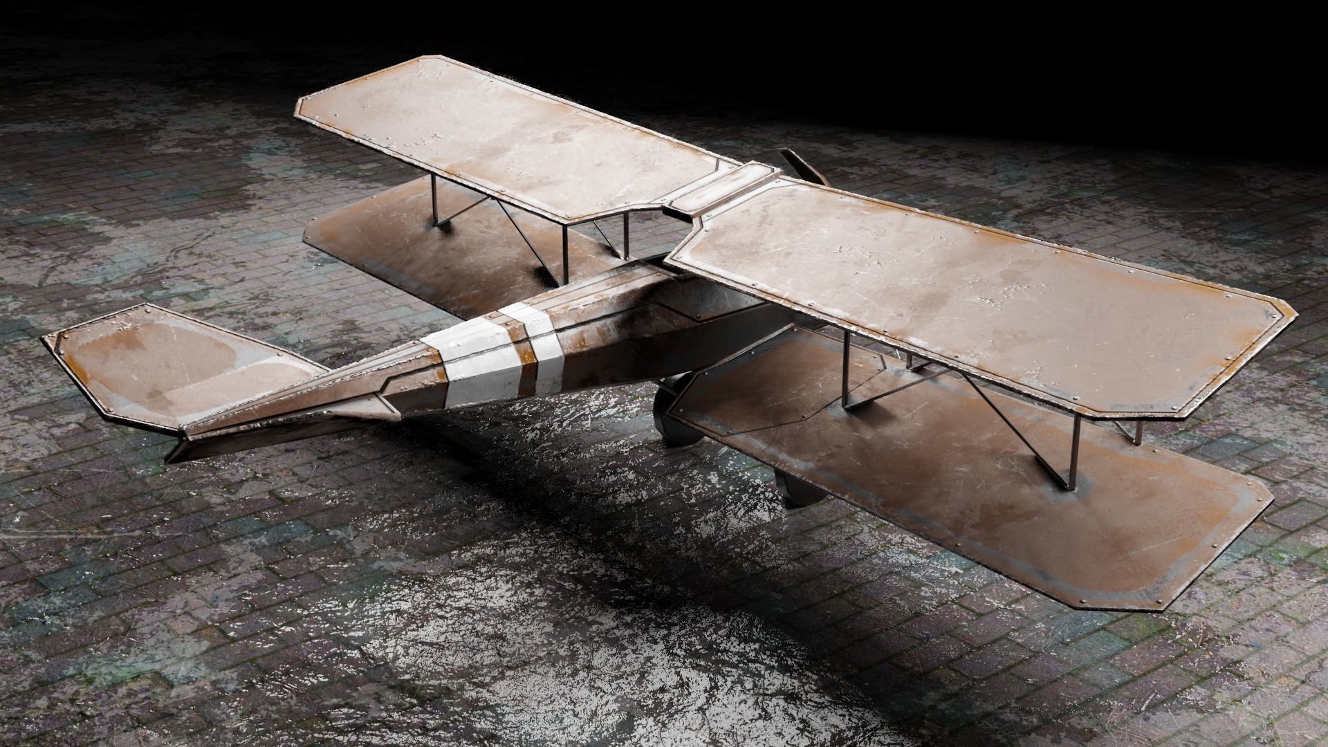 Low Poly Plane Albatros C-3 Low-poly 3D model_5