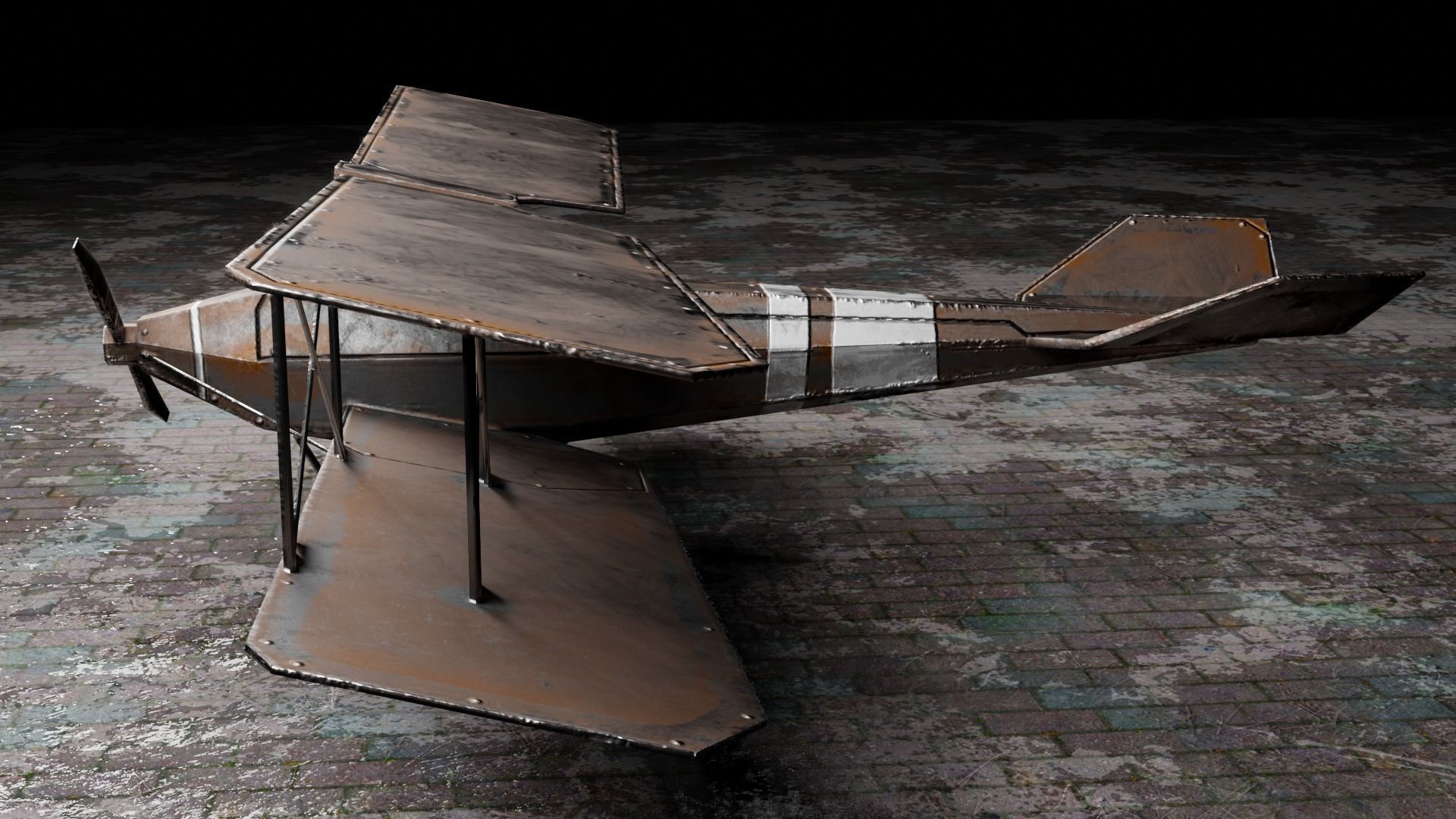 Low Poly Plane Albatros C-3 Low-poly 3D model_7