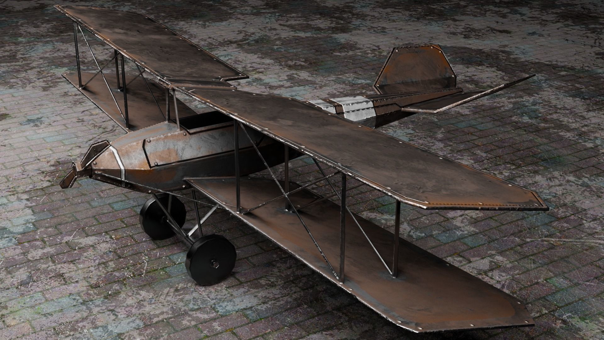 Low Poly Plane Albatros C-3 Low-poly 3D model_8