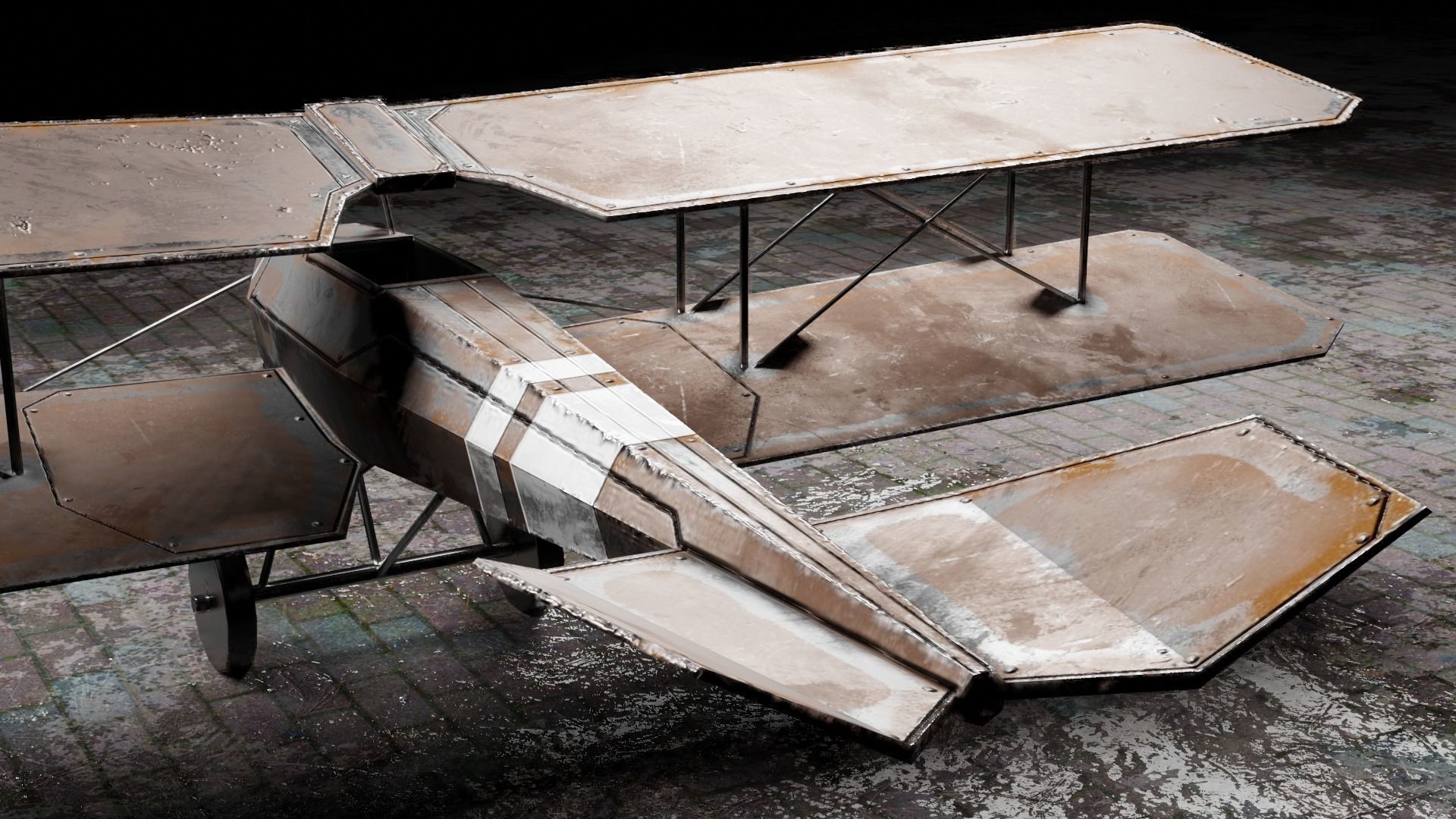 Low Poly Plane Albatros C-3 Low-poly 3D model_12