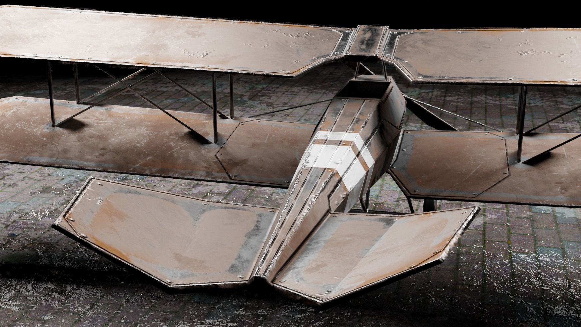 Low Poly Plane Albatros C-3 Low-poly 3D model_11