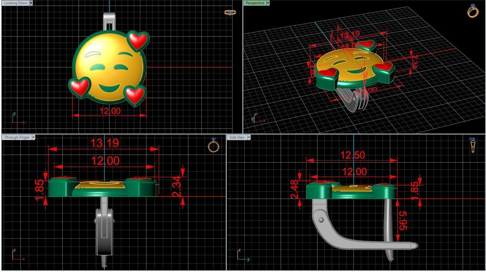 childrens earrings smile 3D print model_3