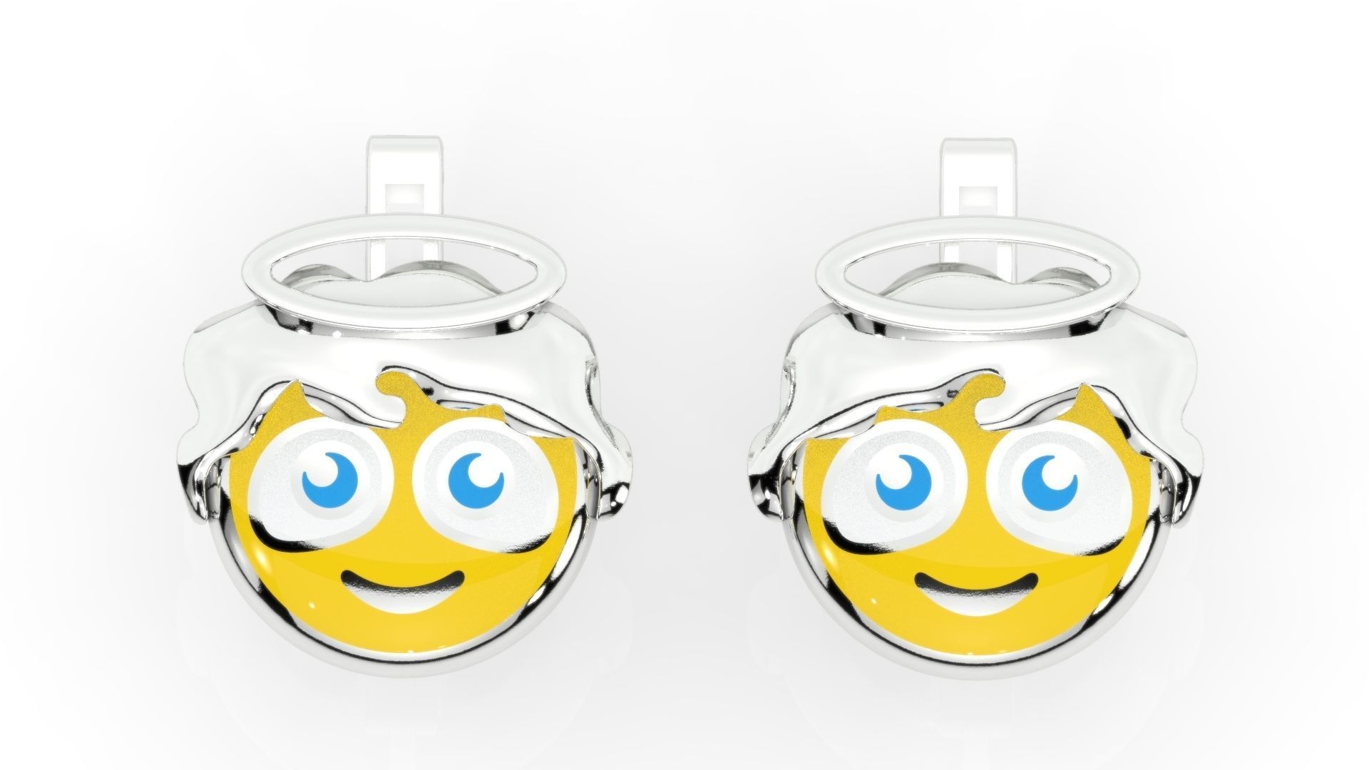 childrens earrings smile angel 3D print model_6