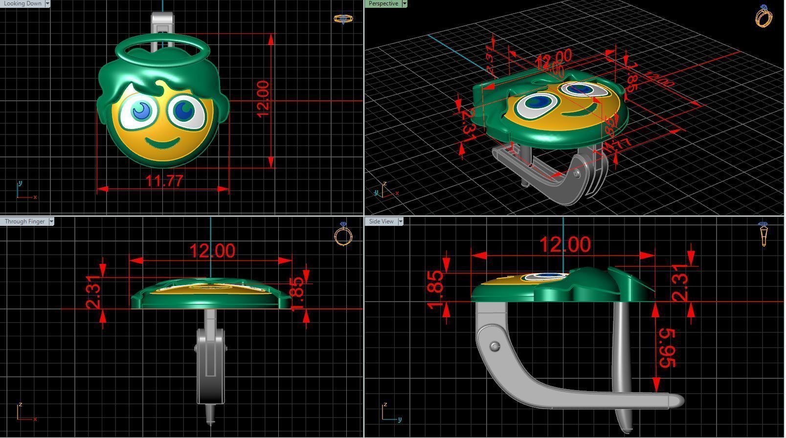 childrens earrings smile angel 3D print model_3