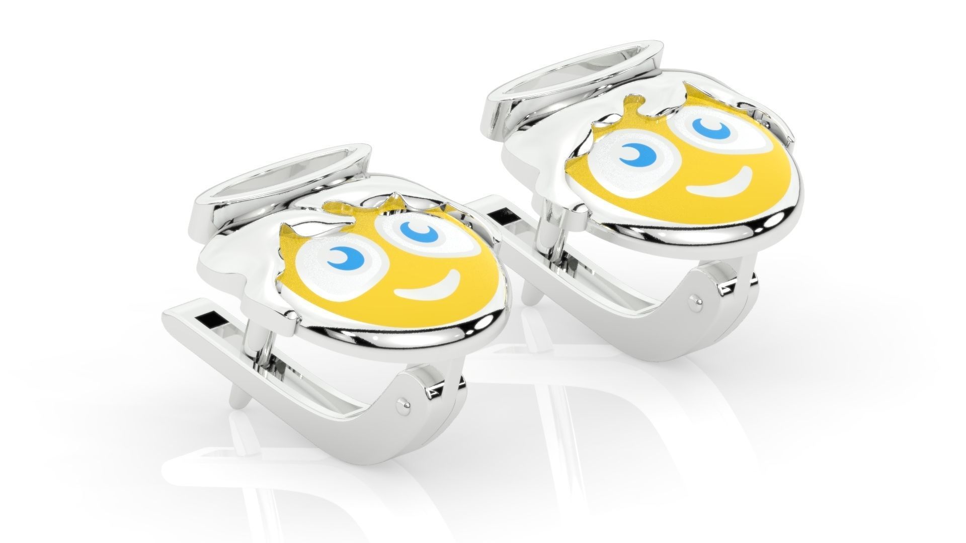 childrens earrings smile angel 3D print model_2