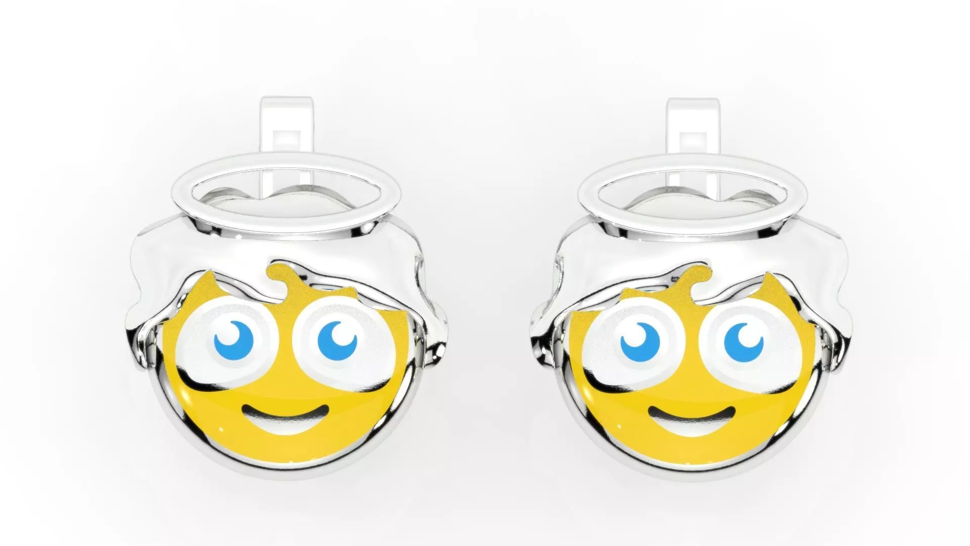 childrens earrings smile angel 3D print model_0