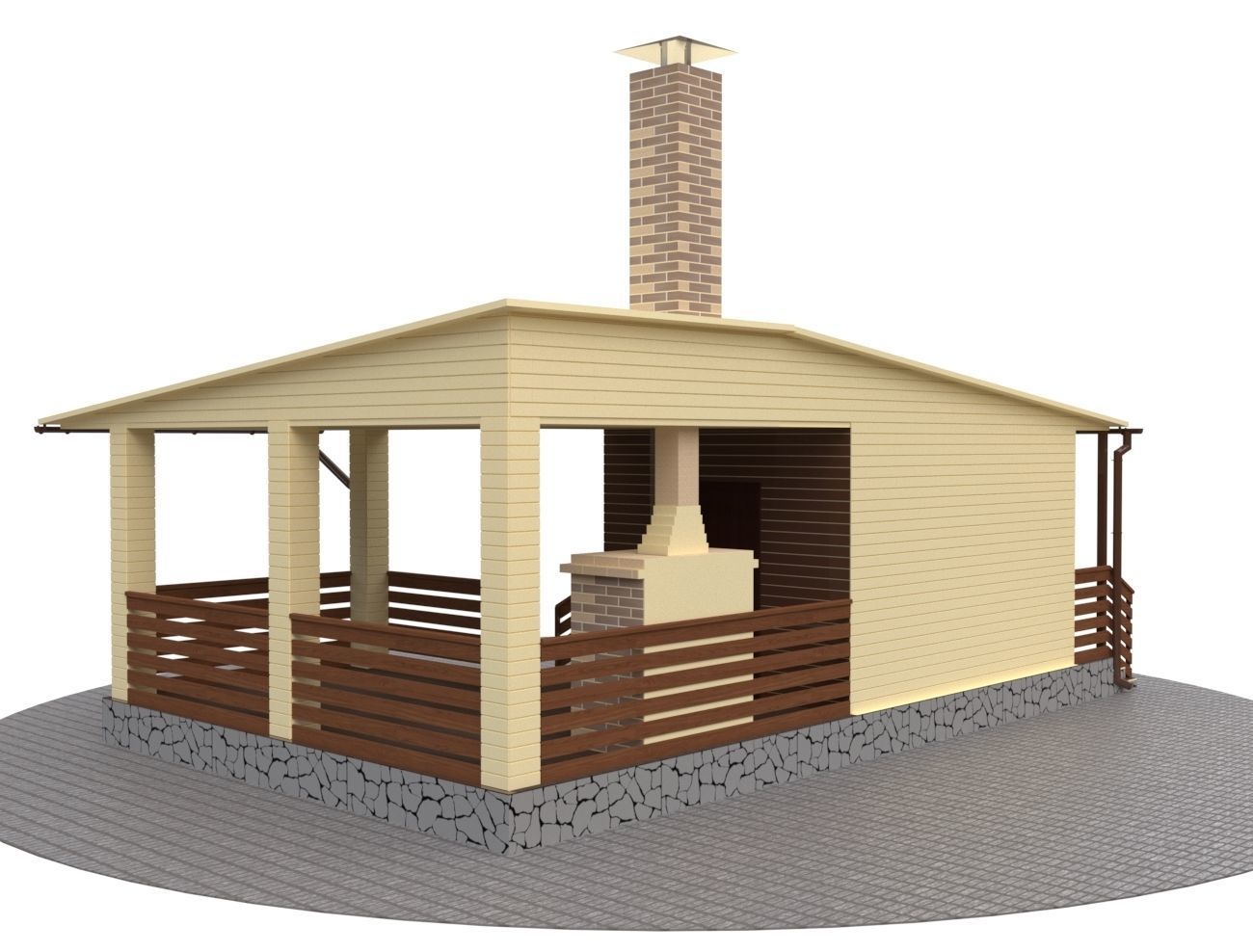 Outdoor gazebo 3D model_4