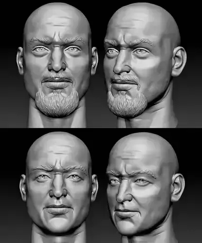 Male heads sculpts human anatomy collection scifi 