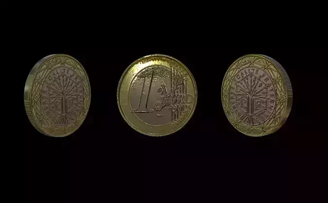 1 Euro Coin - France Low-poly 3D model