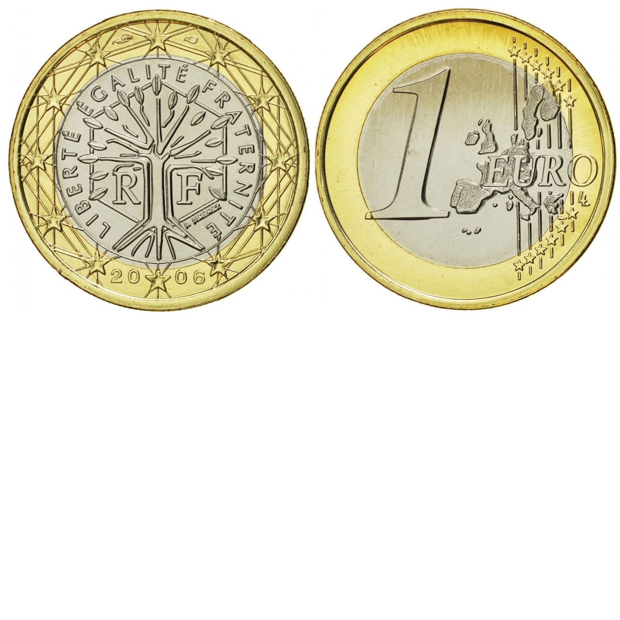 1 Euro Coin - France Low-poly 3D model_8