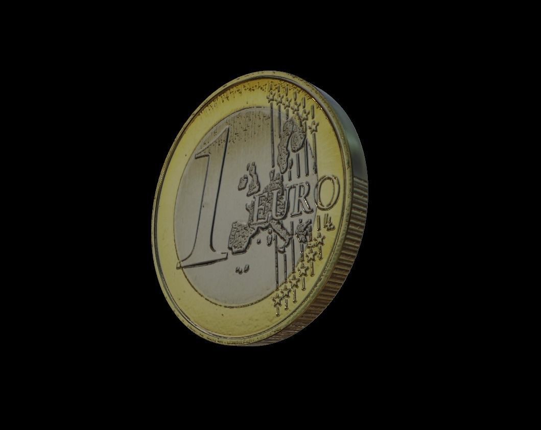 1 Euro Coin - France Low-poly 3D model_4