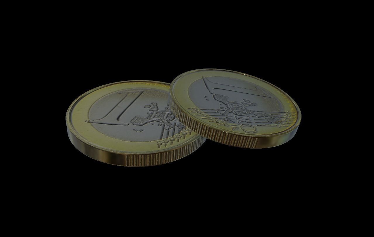 1 Euro Coin - France Low-poly 3D model_1