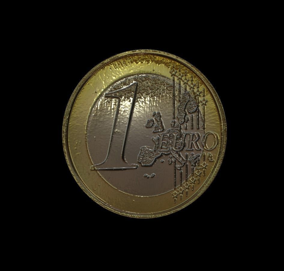 1 Euro Coin - France Low-poly 3D model_2